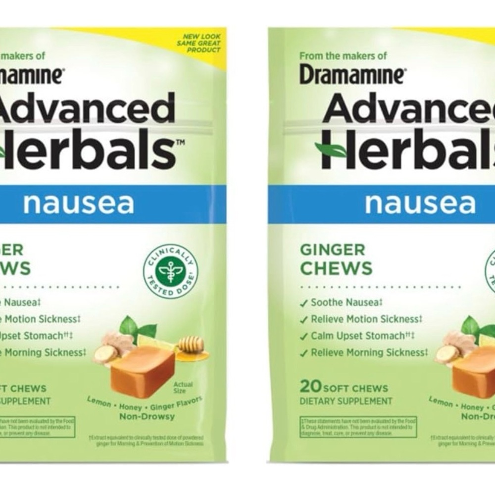 Dramamine Advanced Herbals Ginger Chews - Green 2 bags